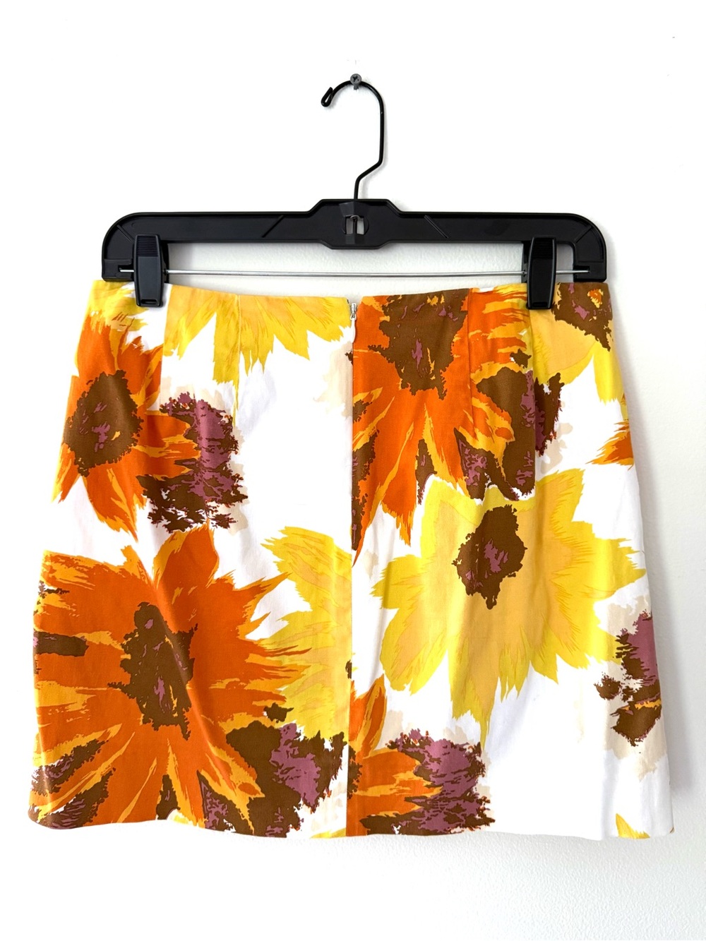 J.Crew Sunflower Orange Brown Floral Mini Skirt with Pockets Vacation Retro Sz 2 - Picture 3 of 9